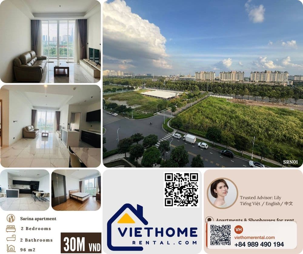 Cho Thuê Căn Hộ 2 Phòng Ngủ 96m2 Đầy Đủ Nội Thất Tại Sarina Thủ Thiêm Q2 - 30 Triệu/Tháng - Main view