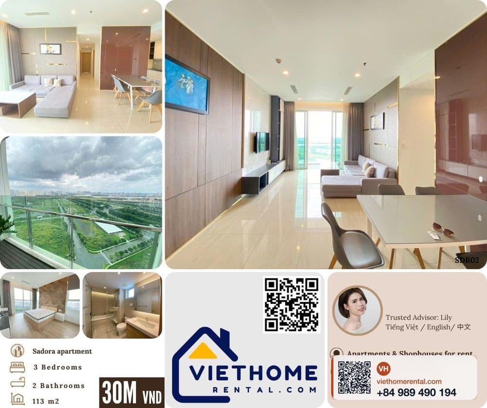 Cho Thuê Căn Hộ Sadora 3 Phòng Ngủ Tầng Cao, Tháng 9 Trống, Nội Thất Cao Cấp - 30 Triệu - Main view