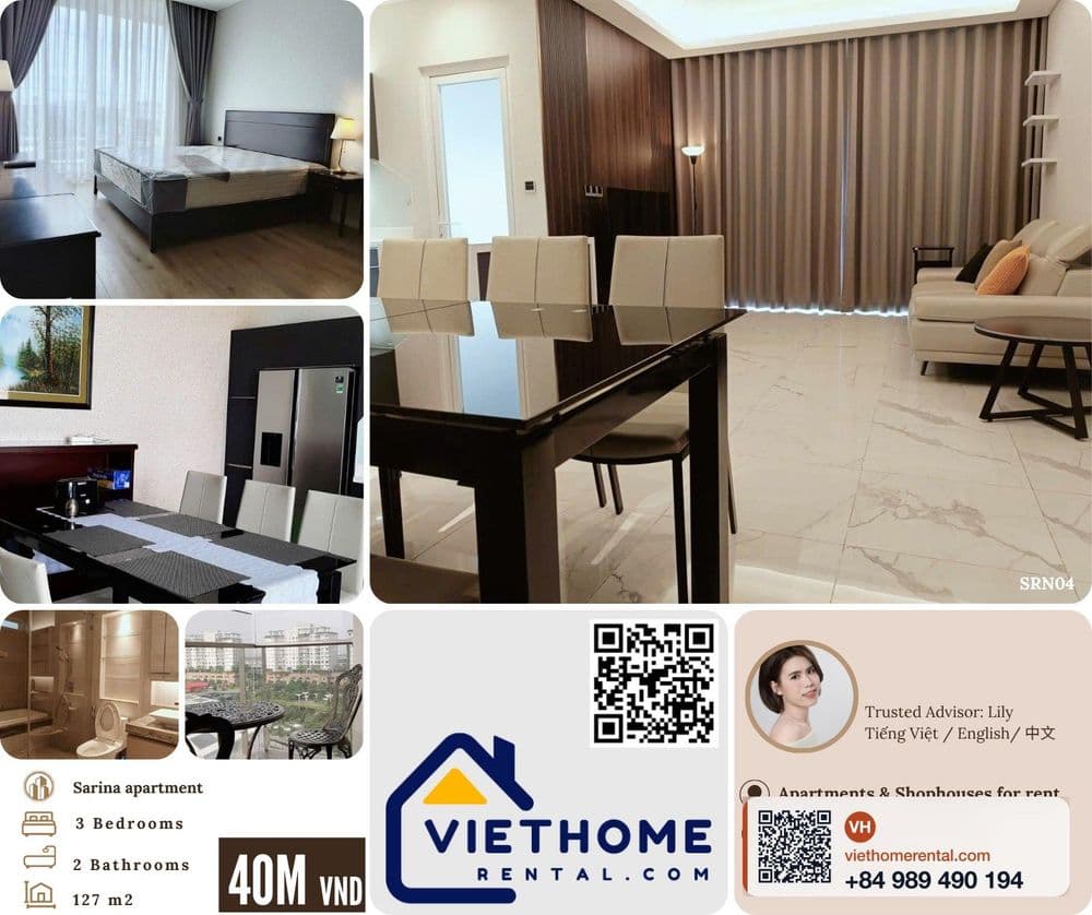 Cho Thuê Căn Hộ 3 Phòng Ngủ 127m² Tại Sarina Thủ Thiêm Q2 - Full Nội Thất - 40 Triệu/Tháng - Main view